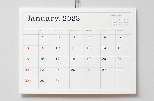おしゃれな壁掛けシンプルカレンダー2023年版
