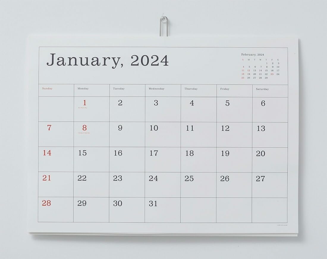 おしゃれな壁掛けシンプルカレンダー2024年版