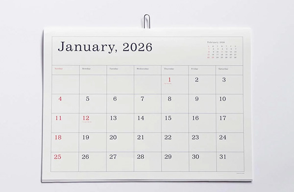 おしゃれな壁掛けシンプルカレンダー2026年版