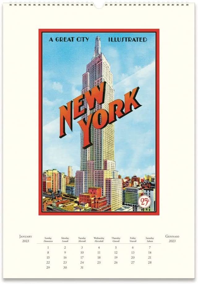 クラシカルで洗練されたニューヨークのイラストを鑑賞できる、おしゃれな壁掛けカレンダー2023年版