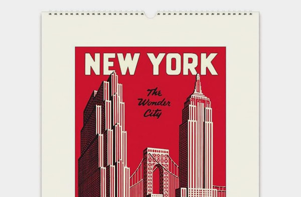 クラシカルで洗練されたニューヨークのイラストを鑑賞できる、おしゃれな壁掛けカレンダー2023年版