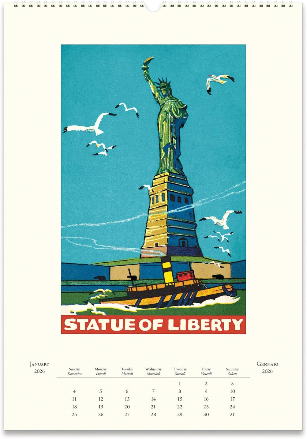 クラシカルで洗練されたニューヨークのイラストを鑑賞できる、おしゃれな壁掛けカレンダー2026年版