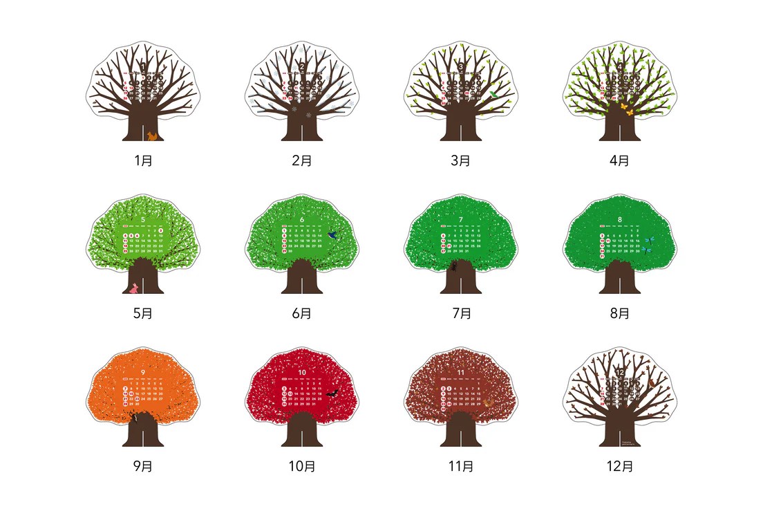 季節とともに移ろう大樹の表情を楽しむ、おしゃれな卓上カレンダー2025年版